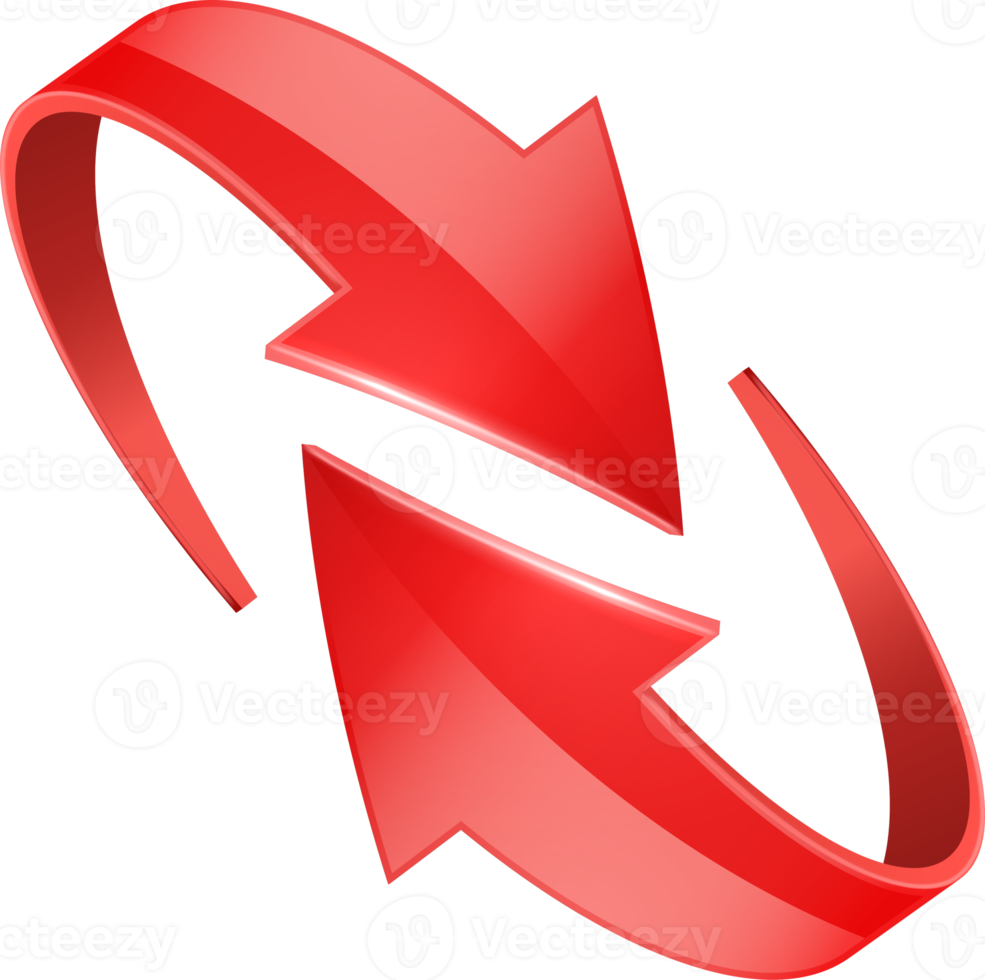 Red 3D glossy curve arrows png