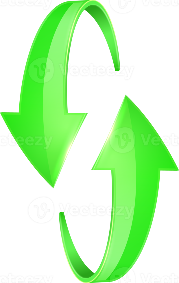 Green 3D glossy curve arrows png