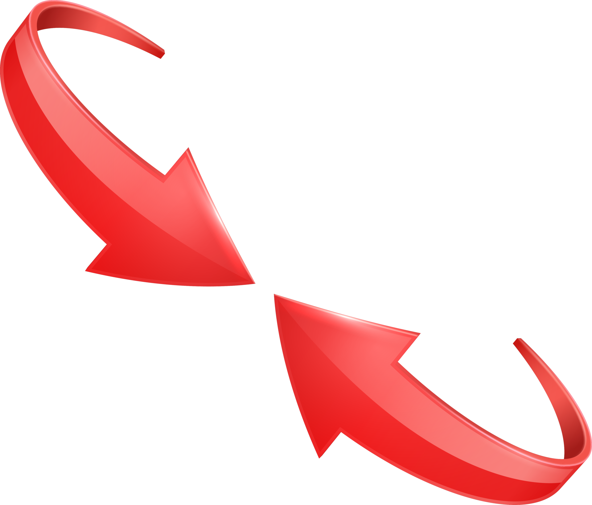 Free Red 3D glossy curve arrows 11356697 PNG with Transparent Background
