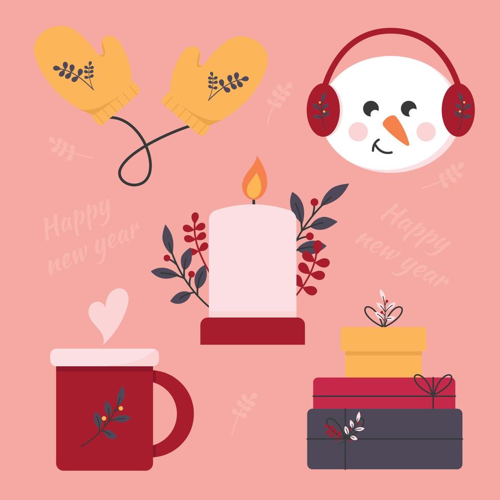A set of Christmas stickers vector