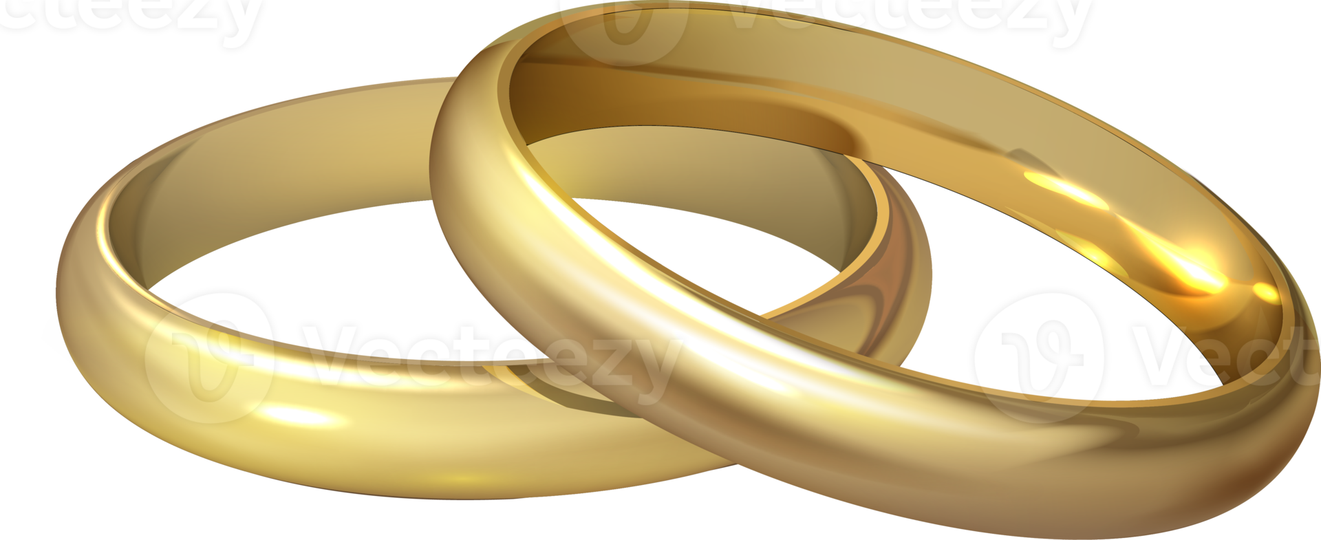 Pair of gold wedding rings png