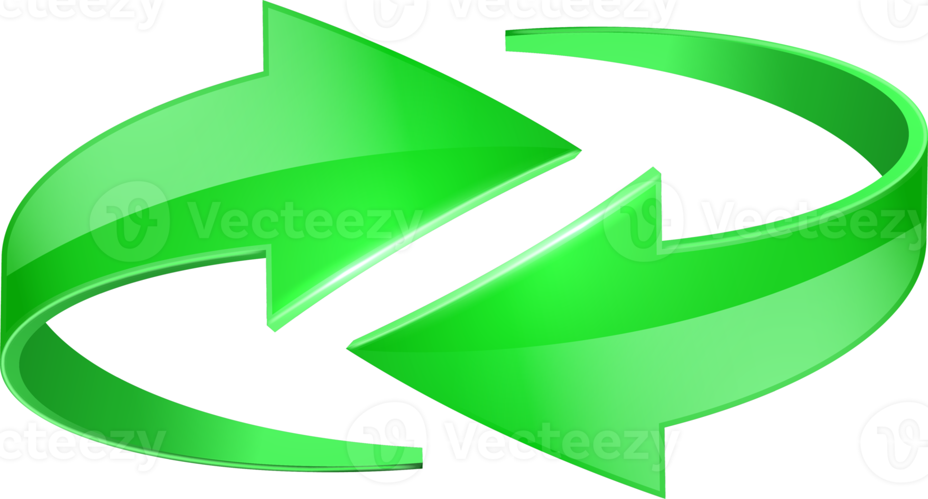 Green 3D glossy curve arrows png