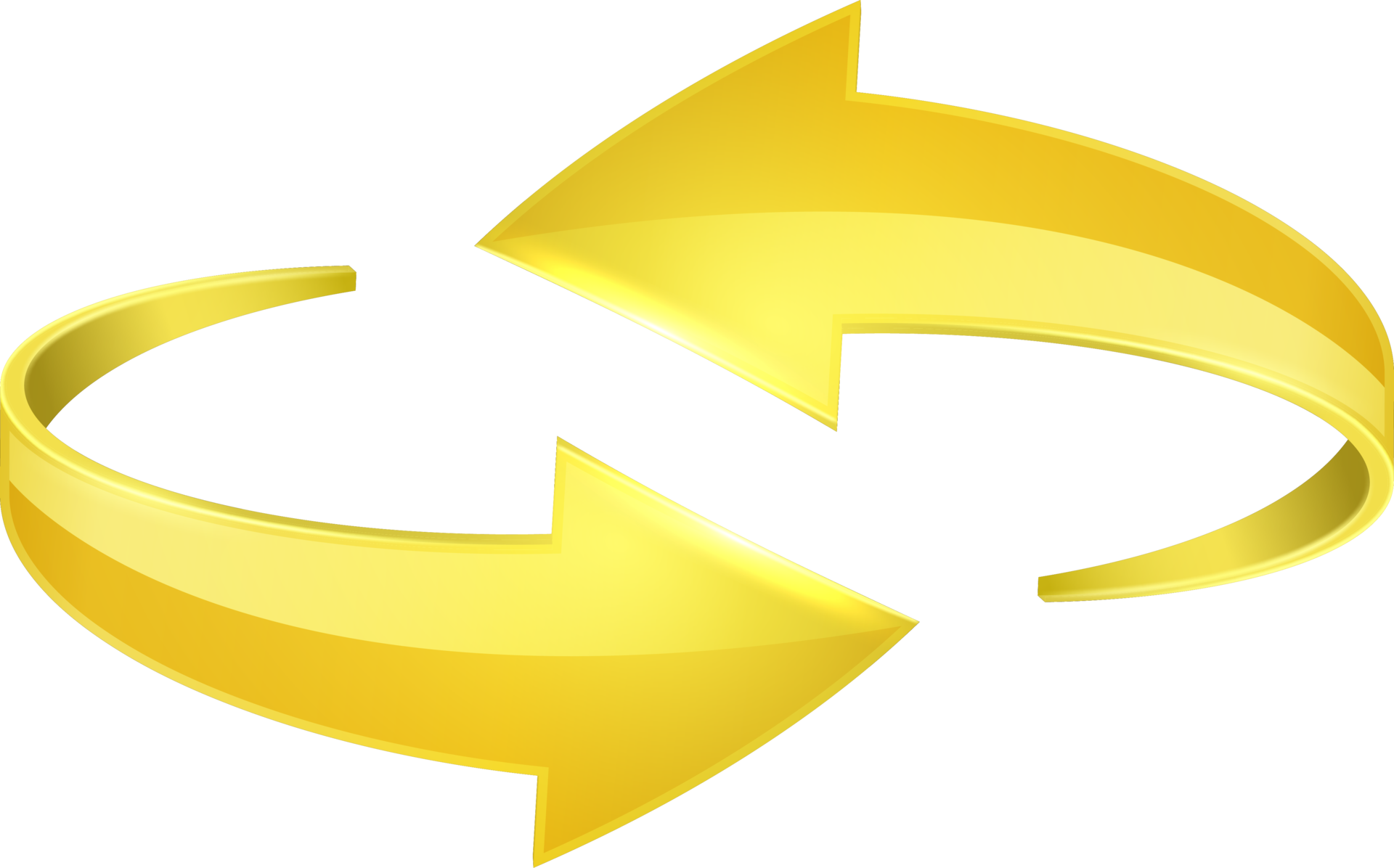 Yellow 3D glossy curve arrows 11356775 PNG