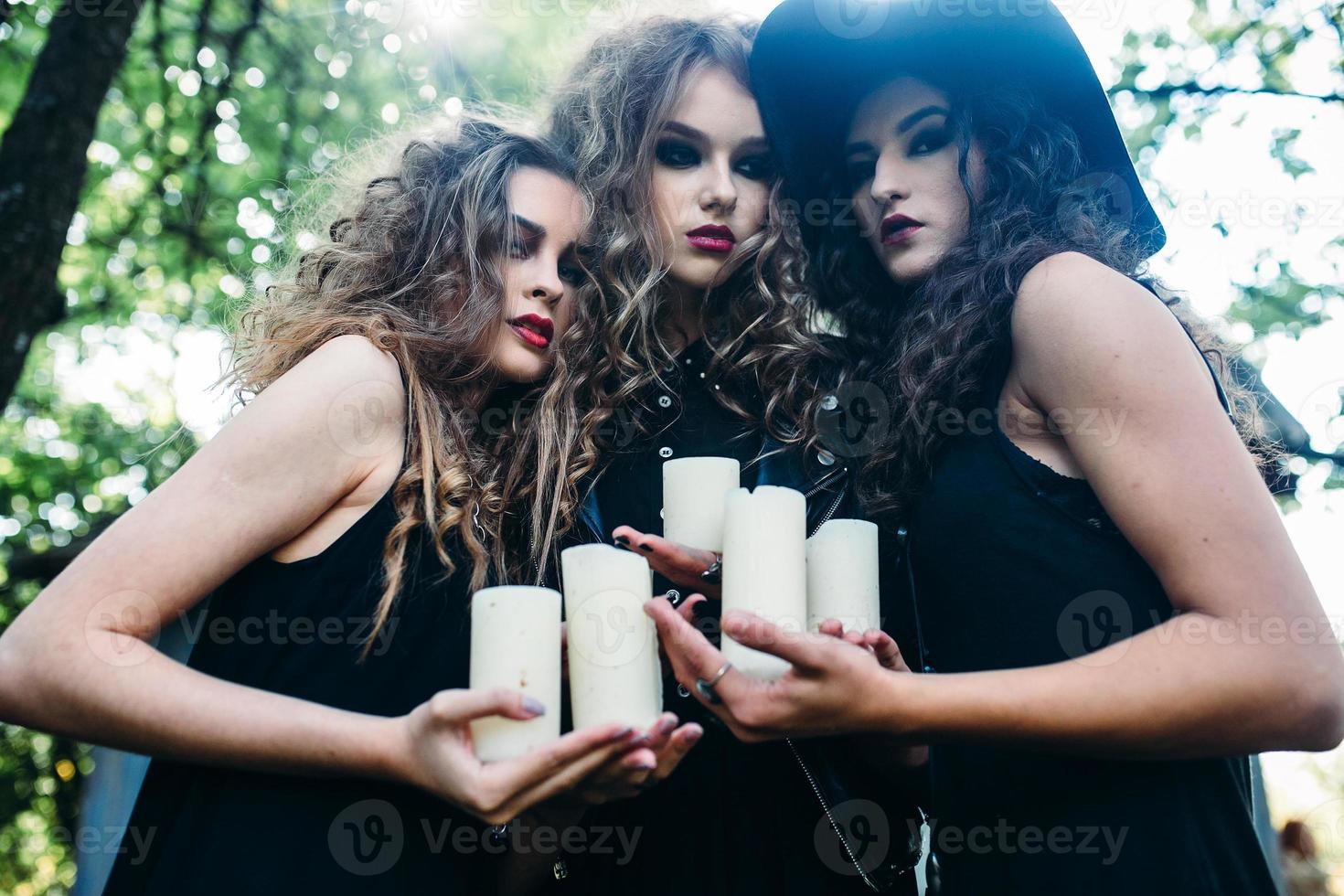 three vintage women as witches photo