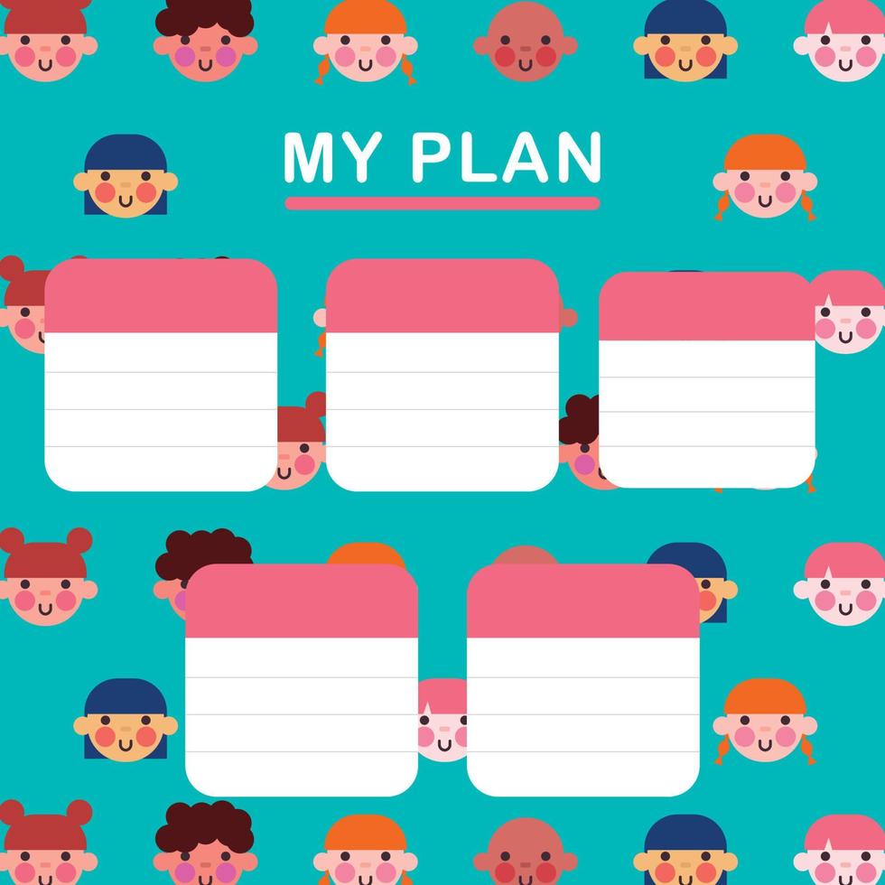 Planner With a Kids Faces Pattern vector