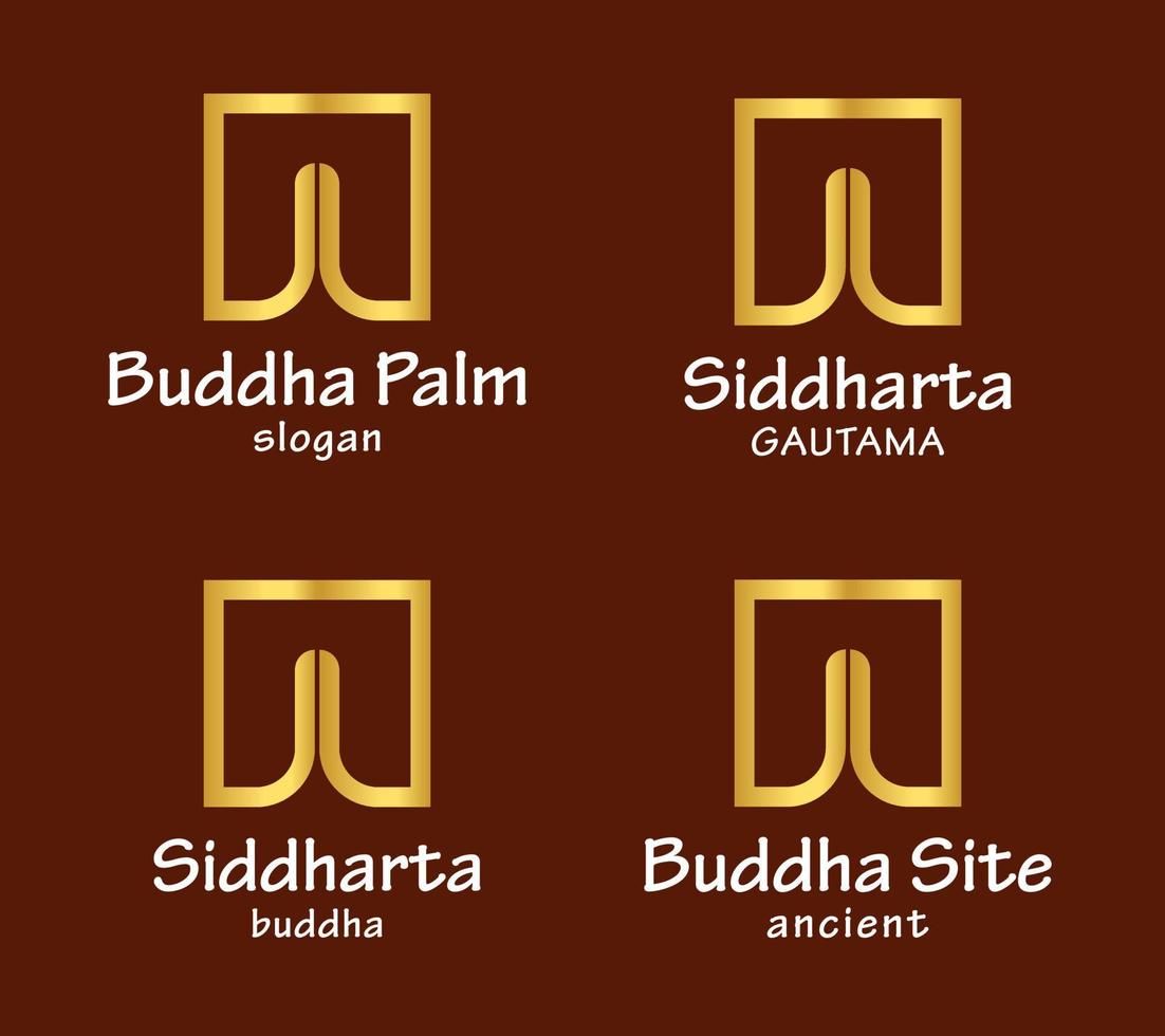 Set Buddha Hand Abstract Siddhartha Gautama Pose Sculpture Logo Design Vector
