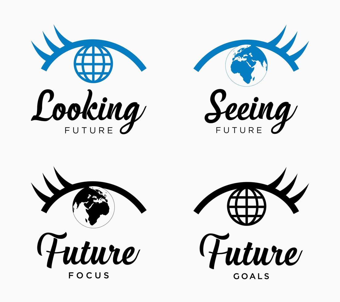 Set Vision And Mission Future World In Front Of Eye Logo Design Vector