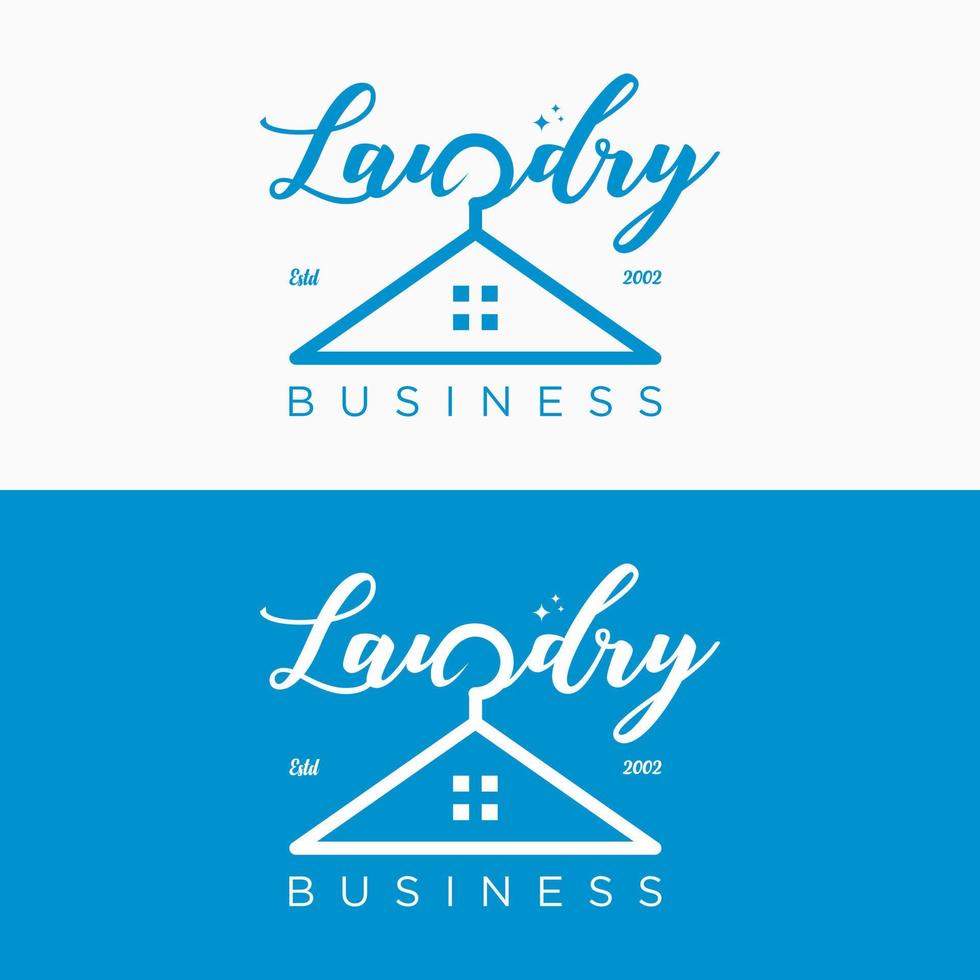 Laundry Service,  Washing and Cleaning Up Clothes Logo Design Vector