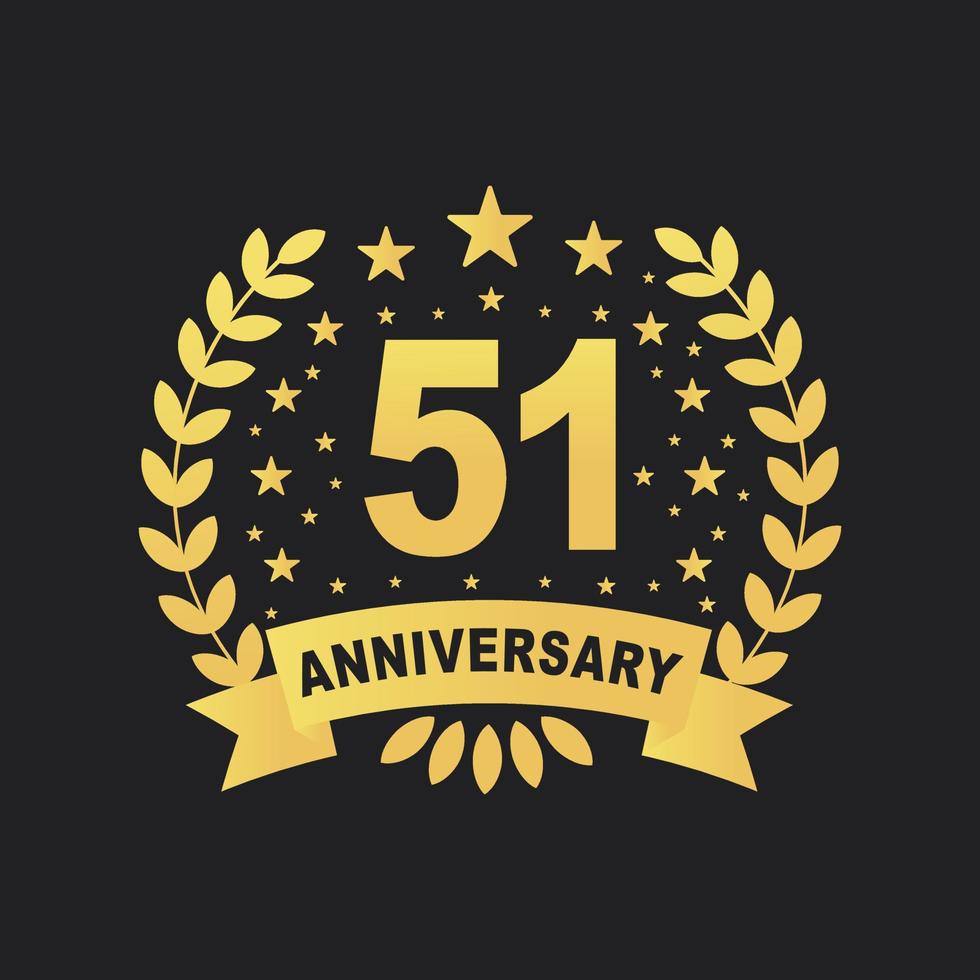 51 Anniversary celebration design, luxurious golden color 51 years Anniversary design. vector