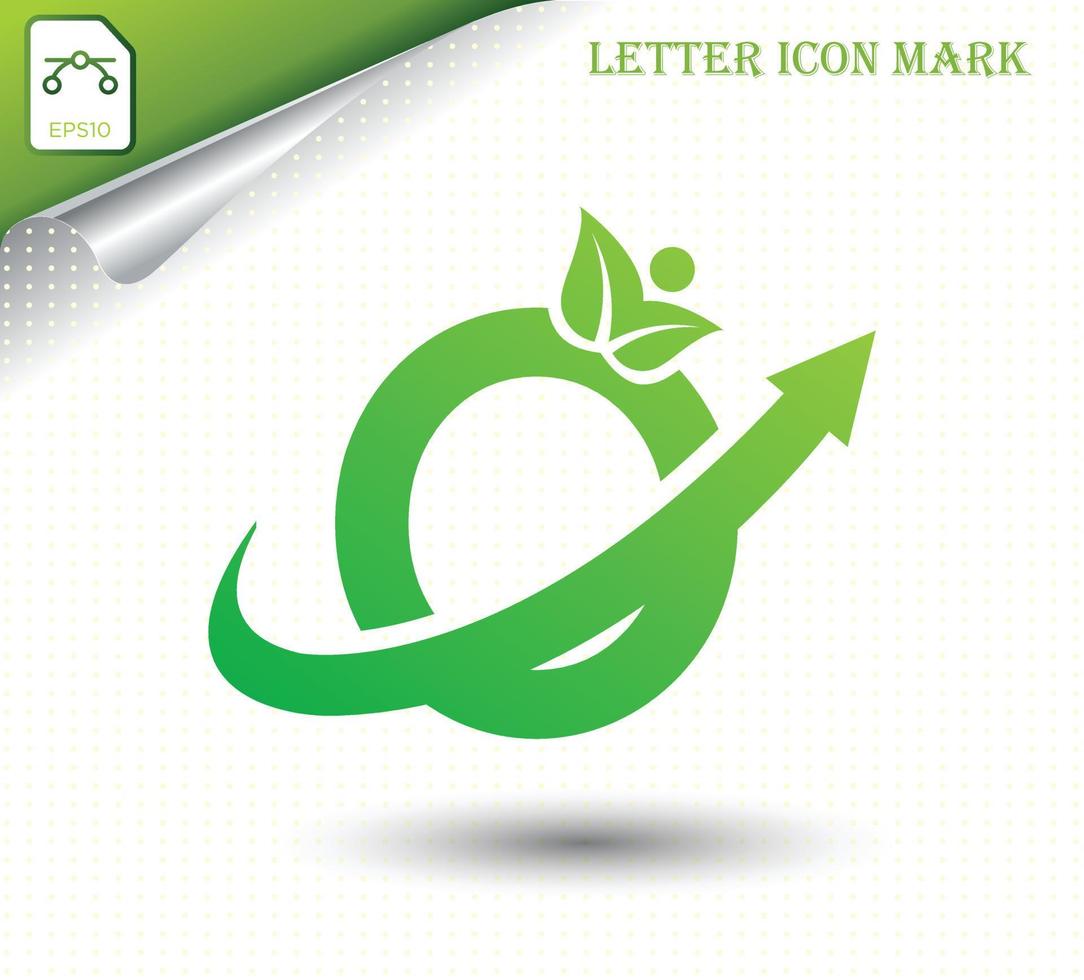 Natural letter O with eco logo design template vector