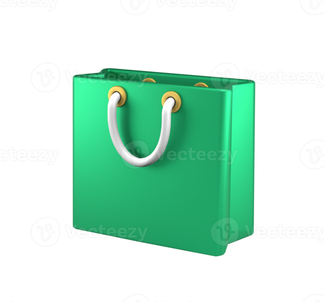 green shopping bag 3d icon illustration png