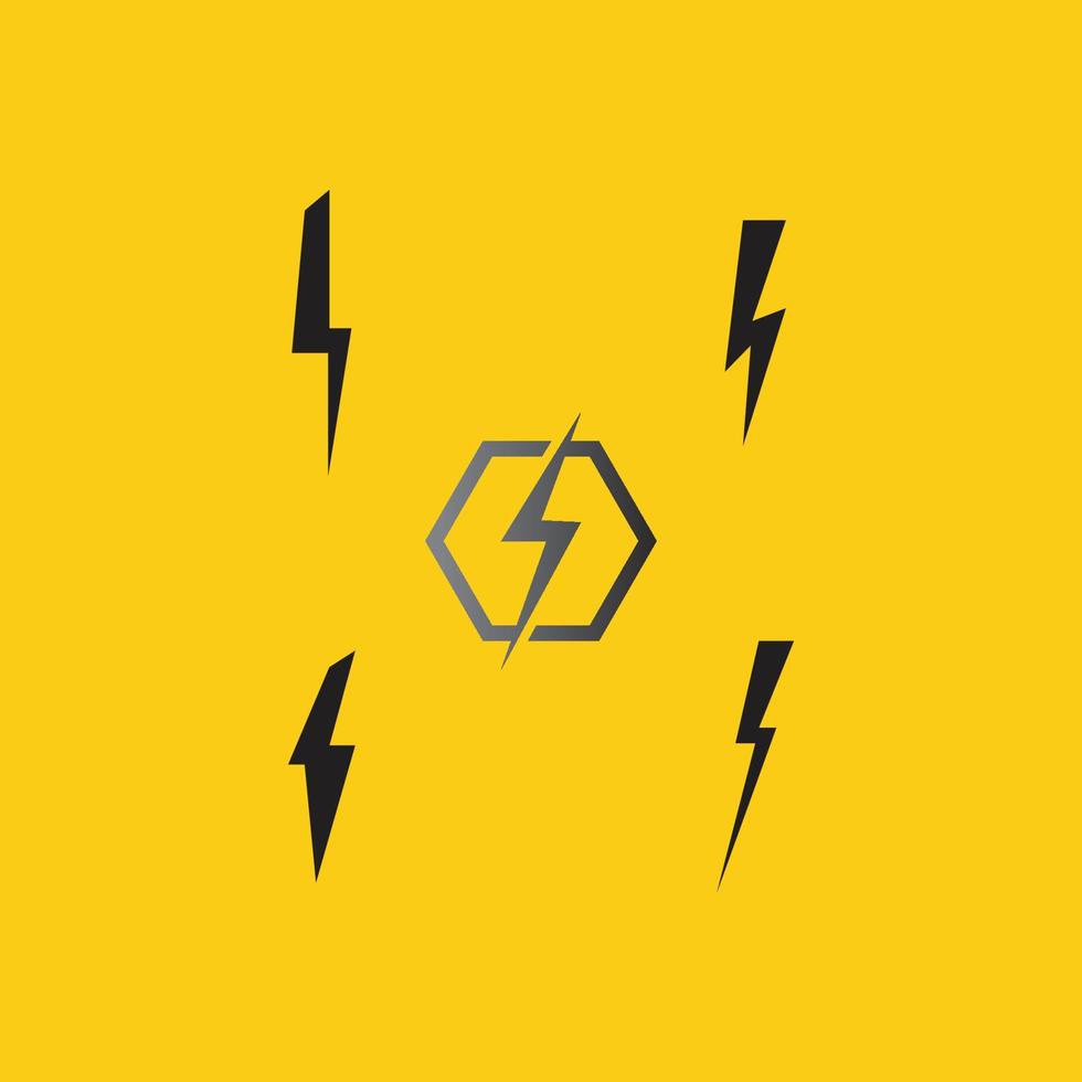 Thunder and Bolt Lighting Flash Icons Set. Flat Style on Dark Background. Vector - Vector