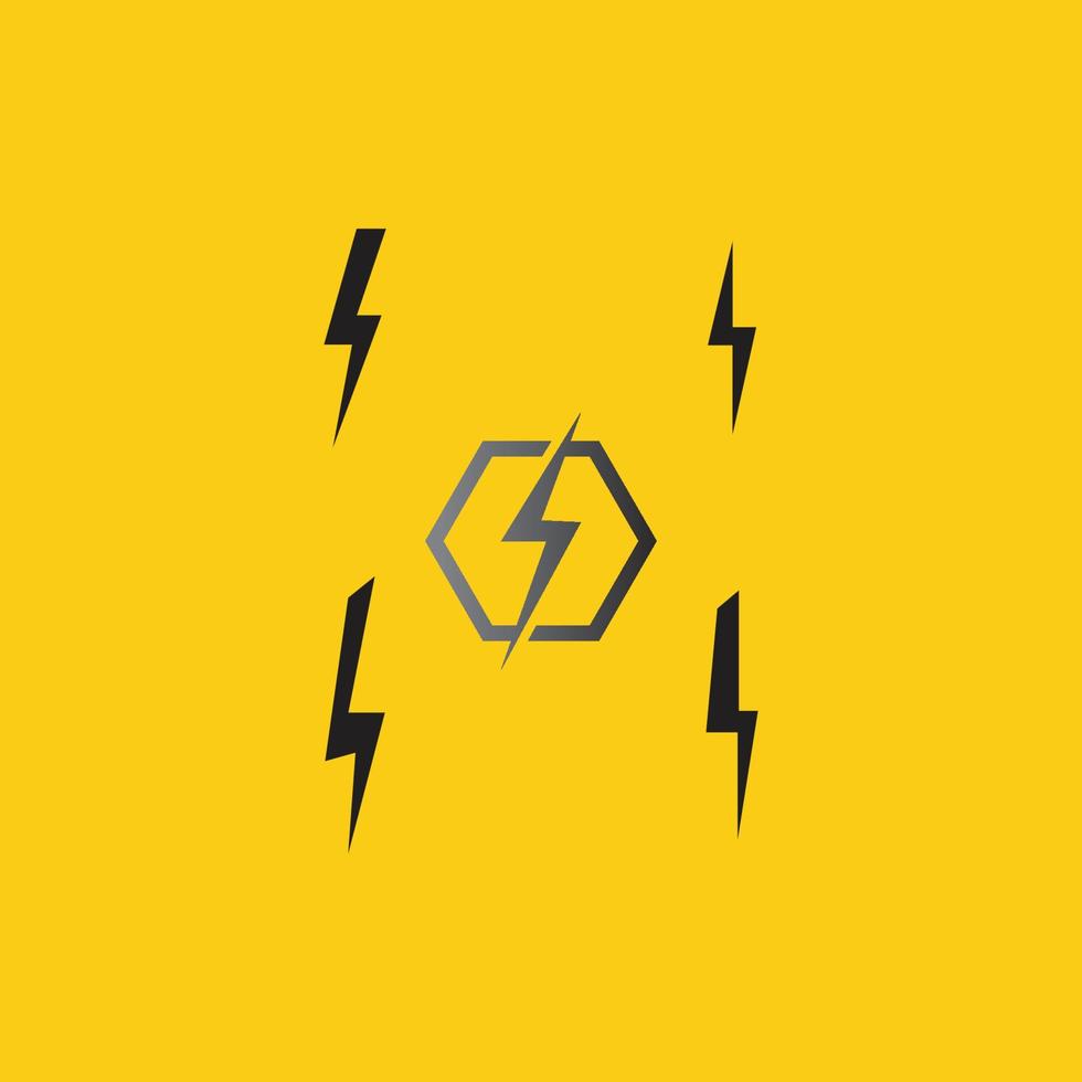 Thunder and Bolt Lighting Flash Icons Set. Flat Style on Dark Background. Vector - Vector