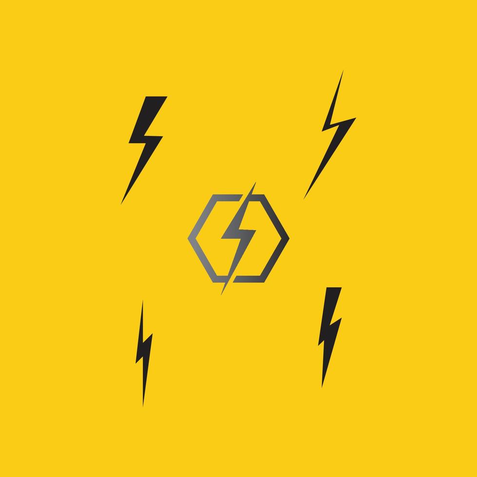 Thunder and Bolt Lighting Flash Icons Set. Flat Style on Dark Background. Vector - Vector