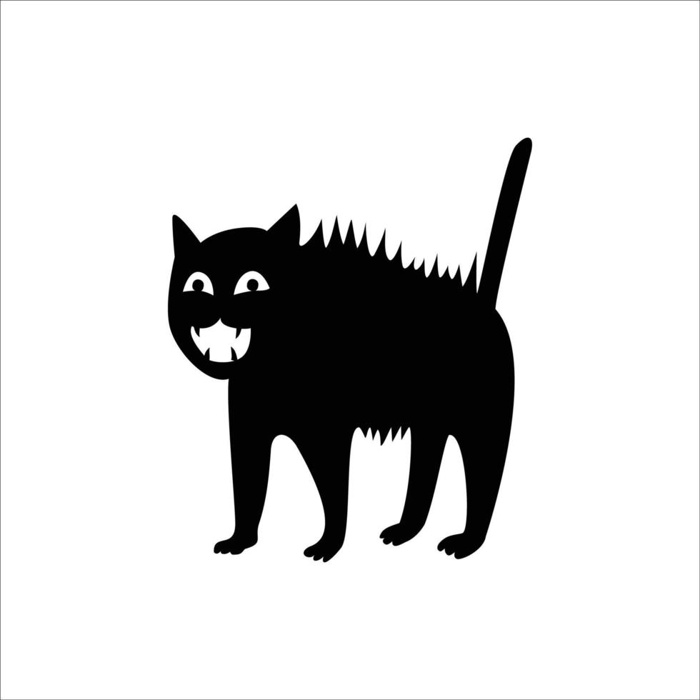 cat shocked silhouette. funny pet expression. vector