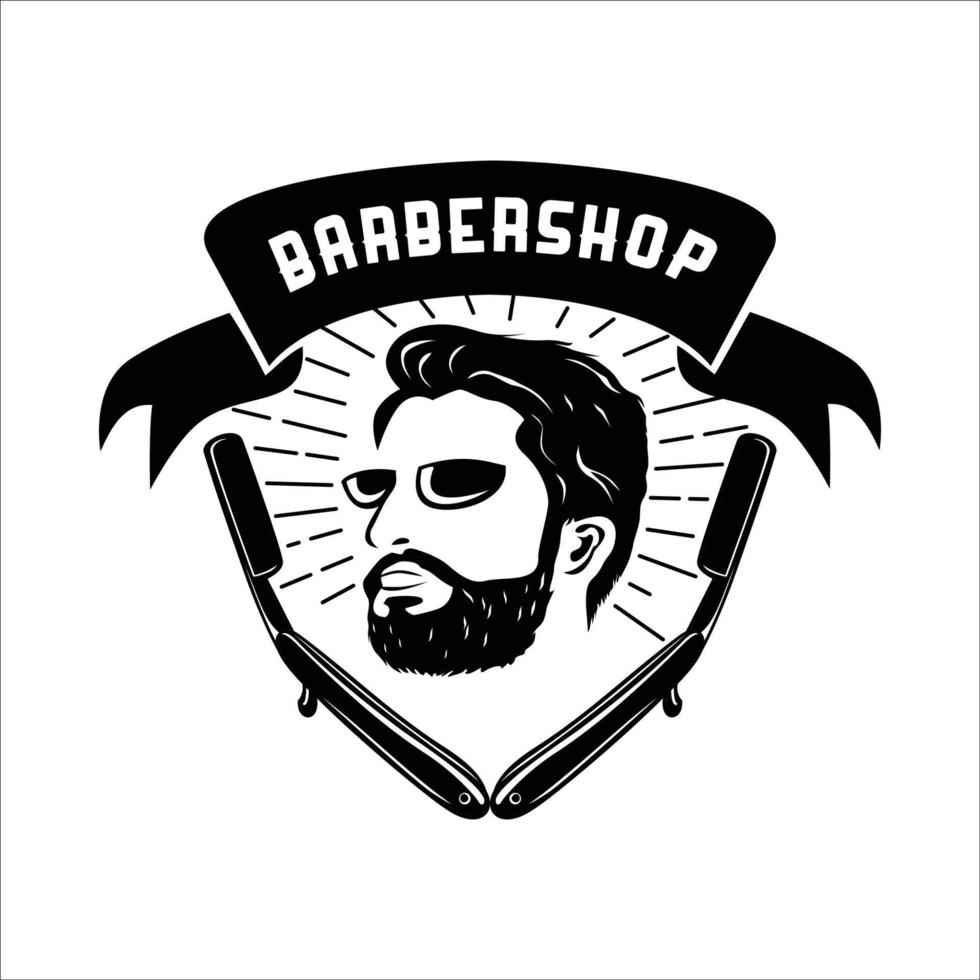 barbershop logo template. beard man sign and symbol vector