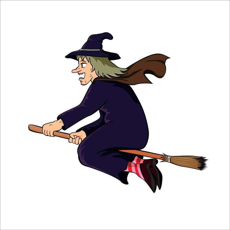 witch cartoon vector illustration. Halloween sign and symbol.