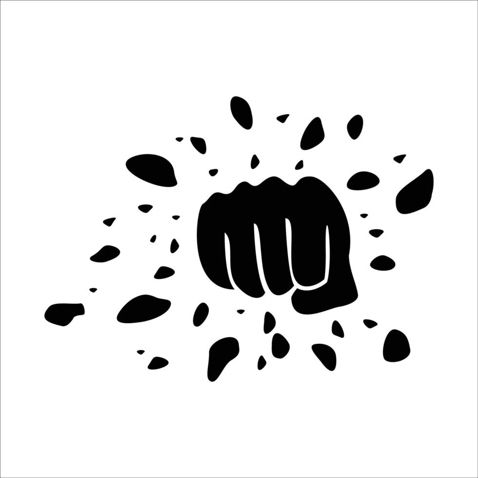 fist silhouette vector illustration. aggressive power sign and symbol.