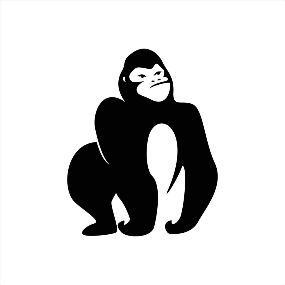 gorilla silhouette vector illustration. primate sign and symbol.