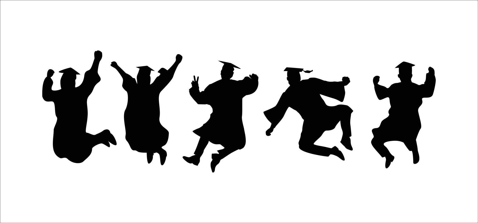 graduation celebration silhouette. university student sign and symbol. vector