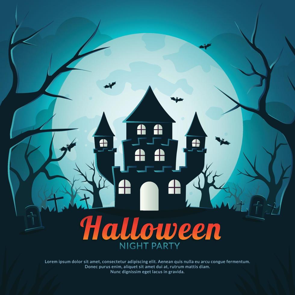 halloween castle illustration vector