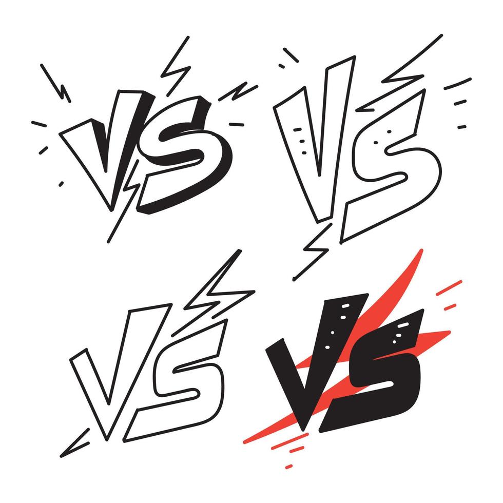 garabato dibujado a mano vs versus vector de ilustración de icono