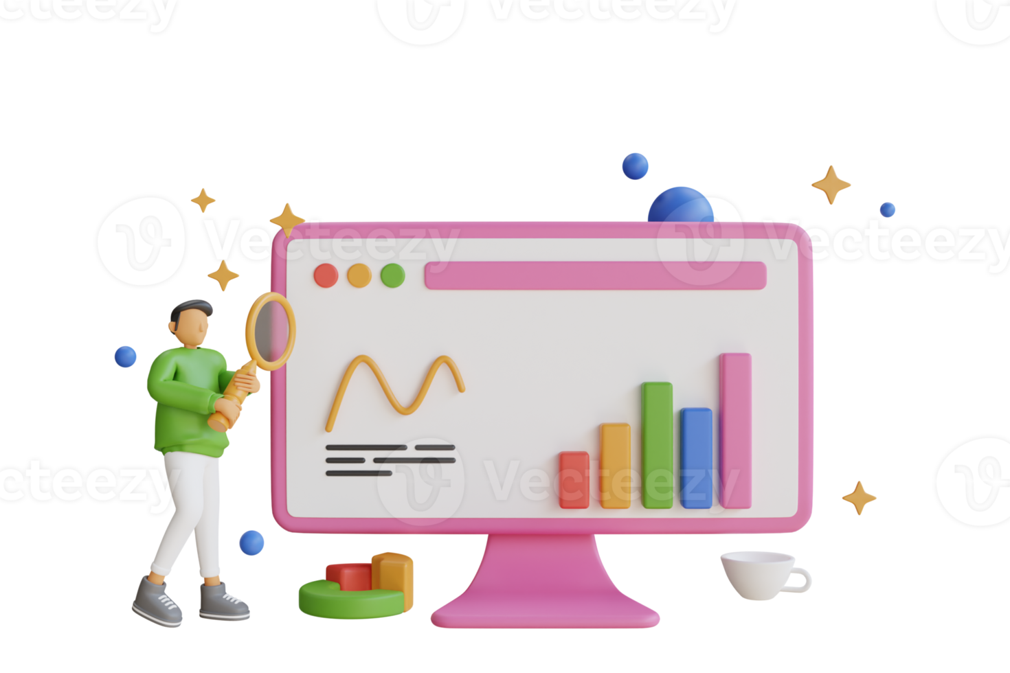 Ordinateur 3d avec graphiques et graphiques, analyse des données financières de l'entreprise. , stratégie d'entreprise marketing, données d'analyse et investissement, rapports financiers d'entreprise, marché de rapport d'éléments infographiques isométriques png