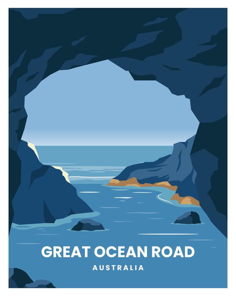 gran playa de ocean road en australia ilustración vectorial con estilo minimalista. fondo paisajístico adecuado para afiches, postales, arte, impresión. vector