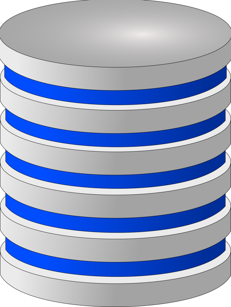 Datenbankverwaltungssystem für Computersymbole auf transparentem Hintergrund. png