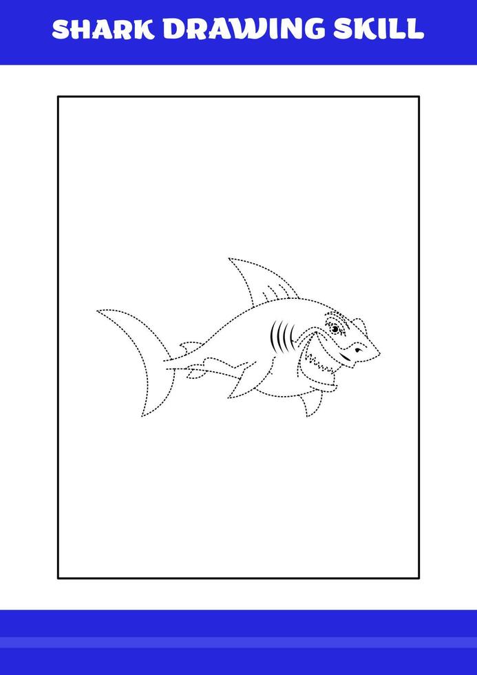 Shark Drawing skill for Kids. Shark drawing skill book for relax and meditation. vector