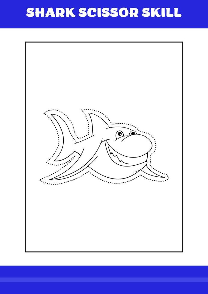 Shark Scissor Skills for Kids. Shark scissor skills for relax and meditation. vector