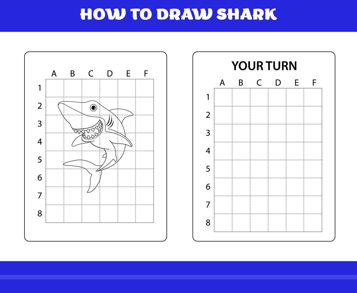 How to Draw Shark for Kids. How to draw shark for relax and meditation. vector