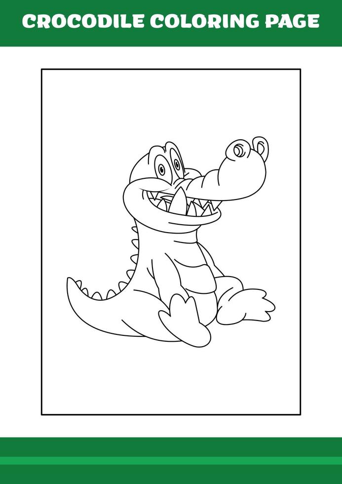 página para colorear de cocodrilo. ilustración de cocodrilo de dibujos animados para colorear libro vector