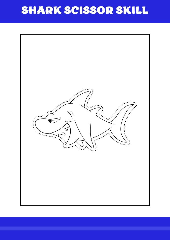 Shark Scissor Skills for Kids. Shark scissor skills for relax and meditation. vector