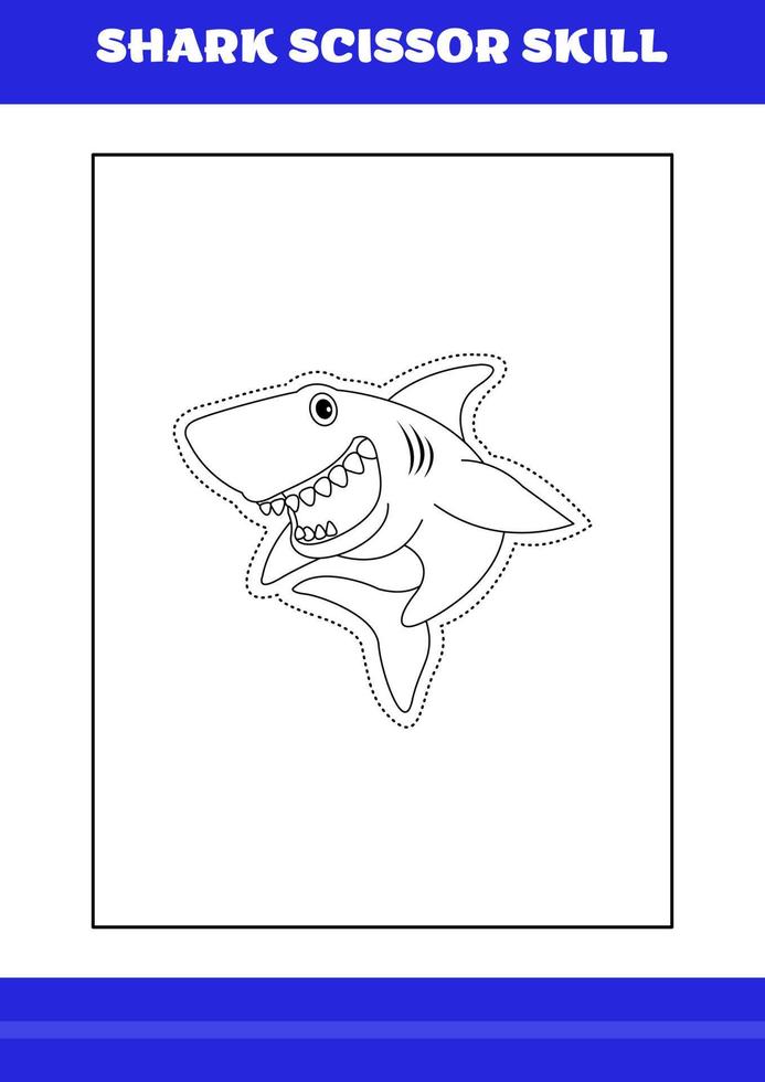 Shark Scissor Skills for Kids. Shark scissor skills for relax and meditation. vector