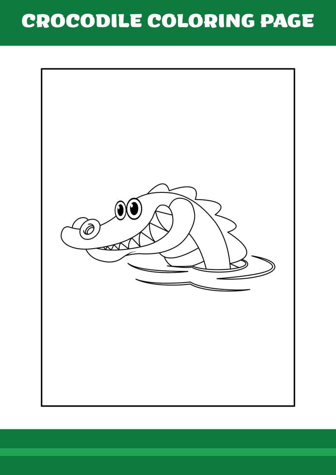 Crocodile Coloring Page. illustration of Cartoon crocodile for Coloring book vector