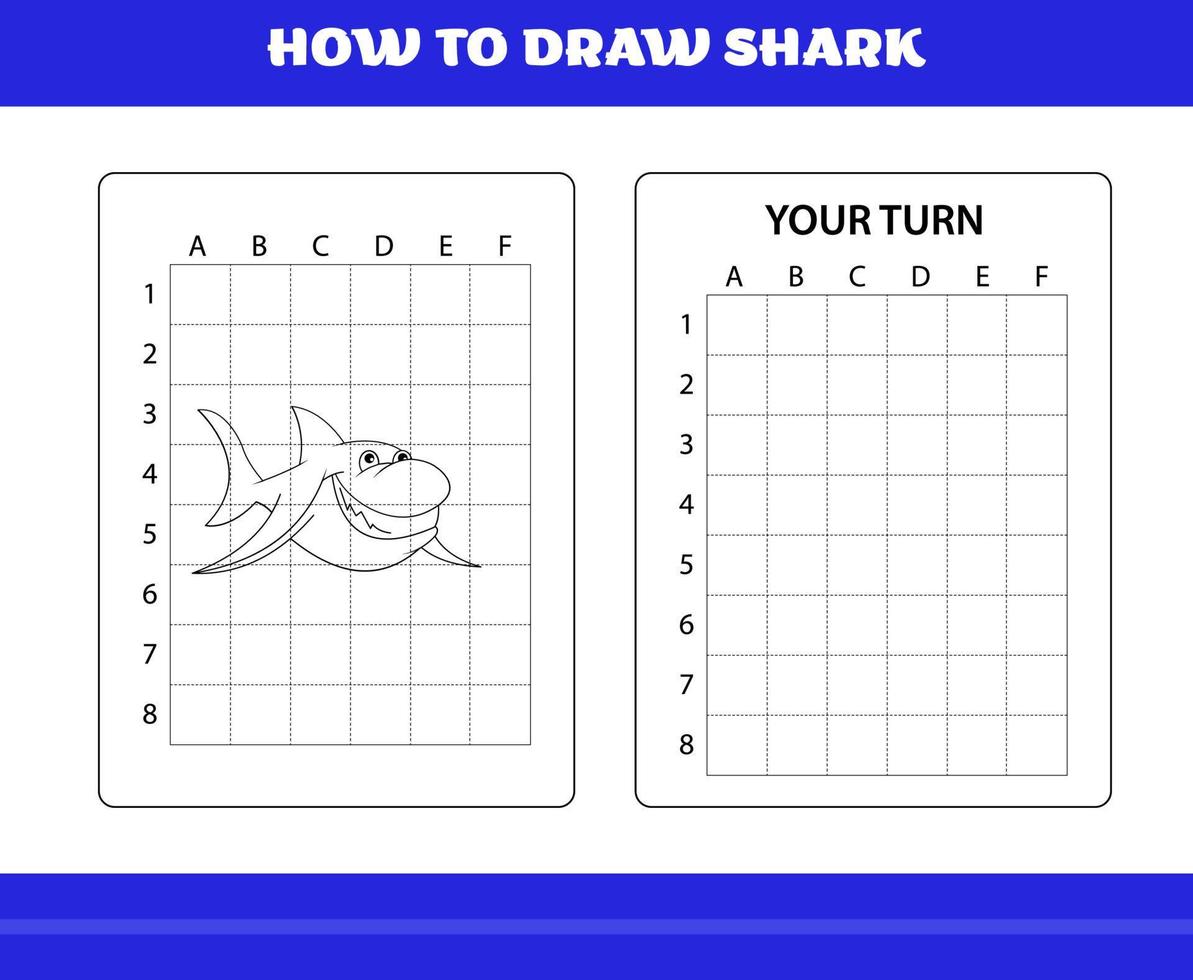 How to Draw Shark for Kids. How to draw shark for relax and meditation. vector