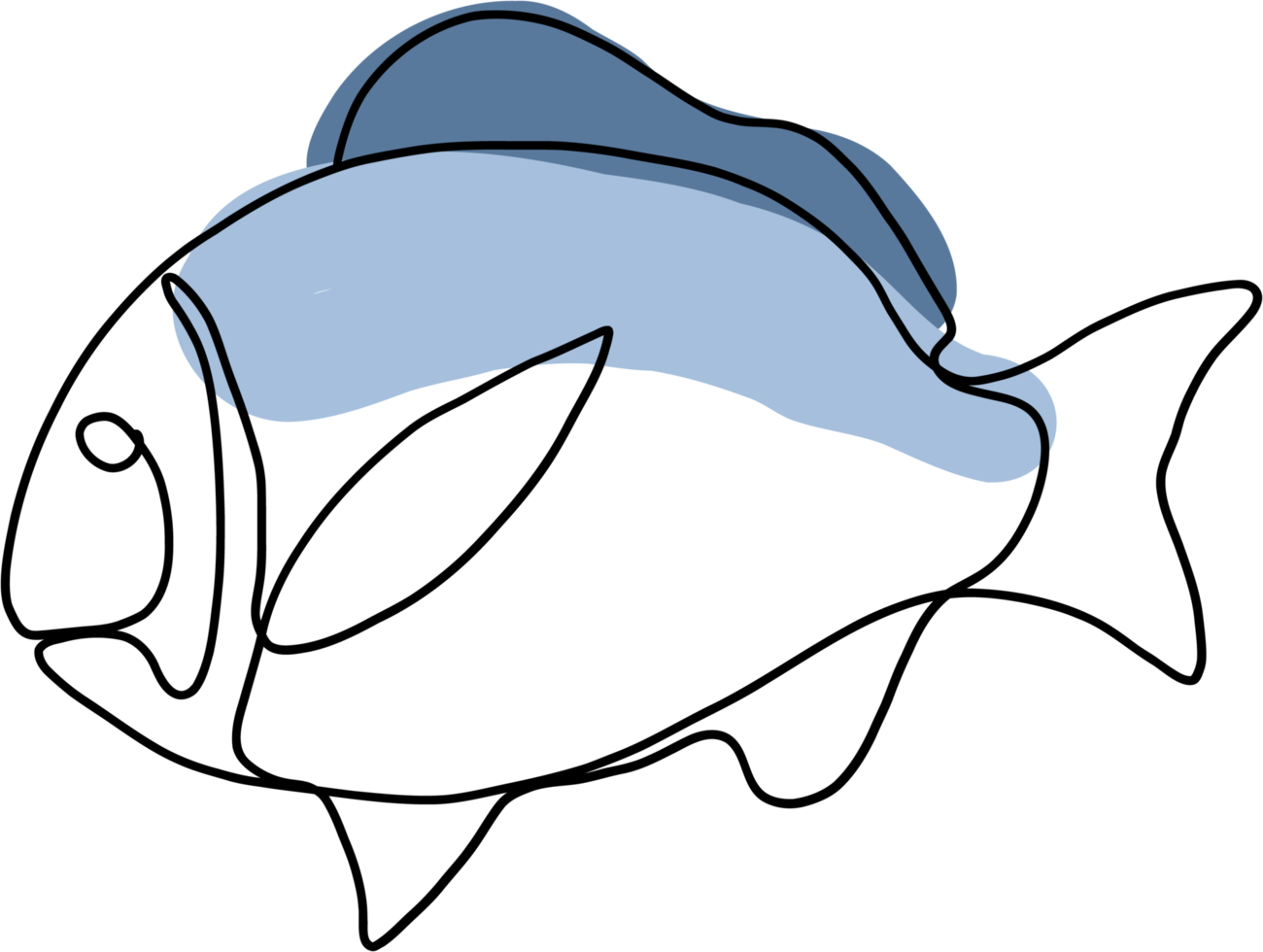 doodle freehand sketch continuous line freehand drawing of fish. png