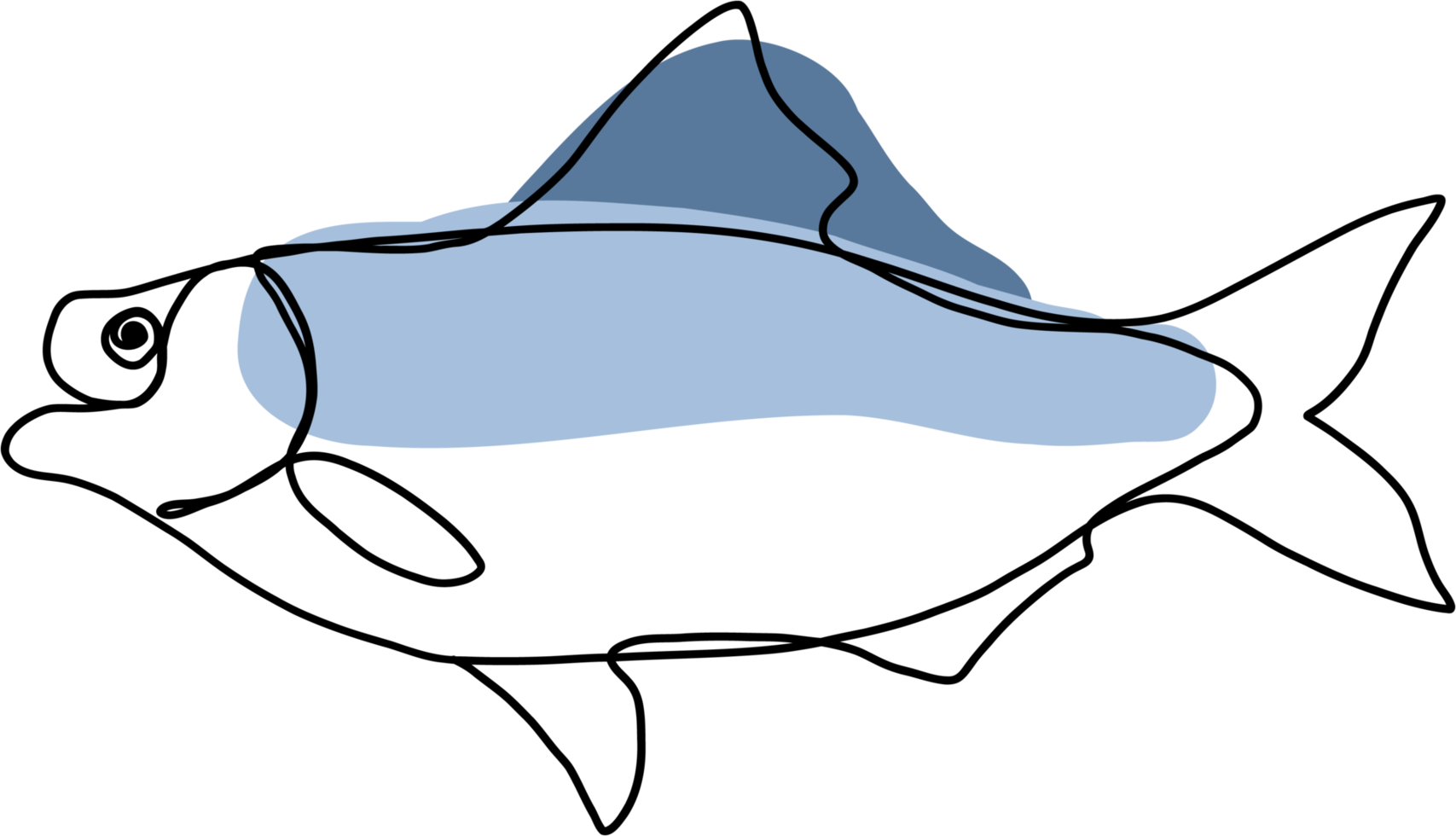 doodle freehand sketch continuous line freehand drawing of fish. png
