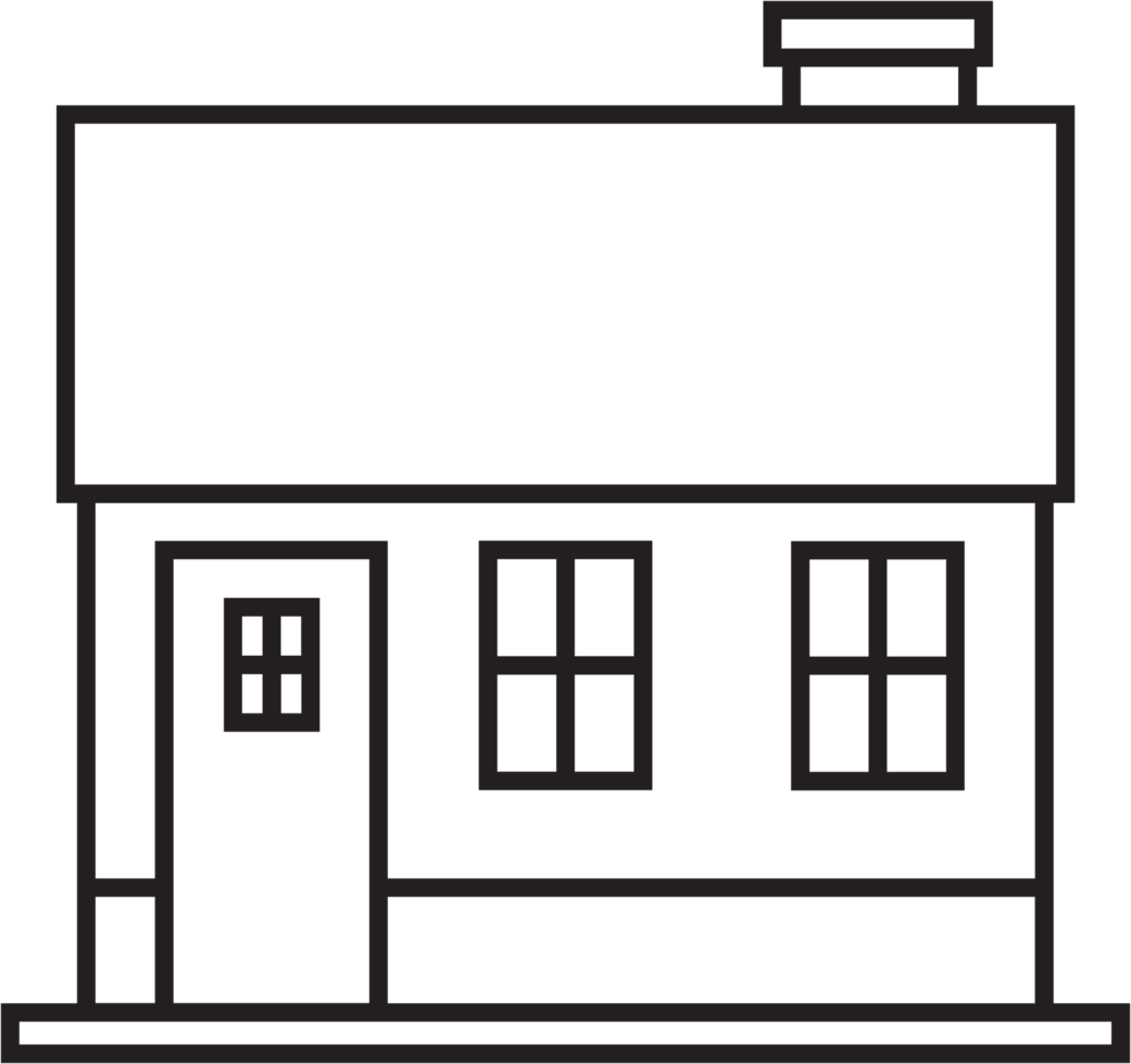 outline drawing house front elevation view. png