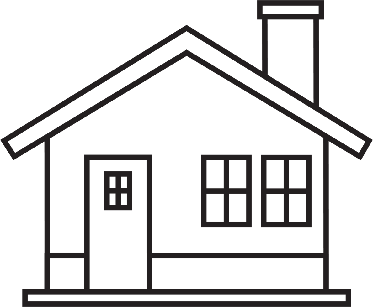 outline drawing house front elevation view. png