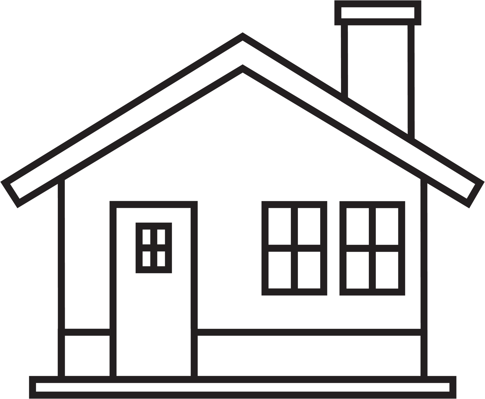 outline drawing house front elevation view 11357891 PNG