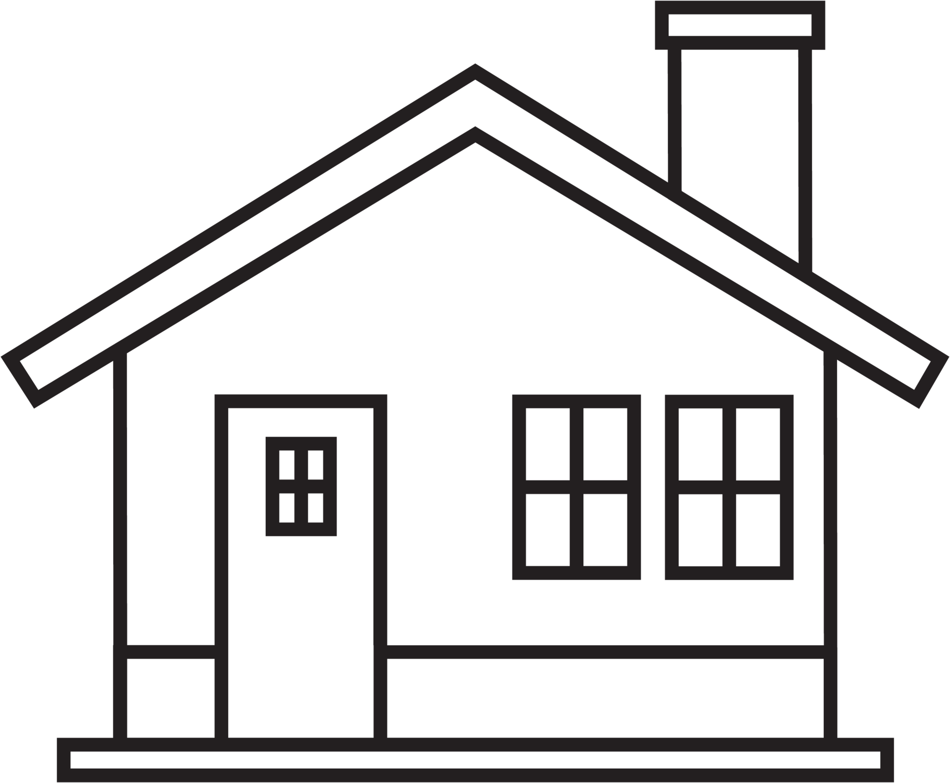 Outline Drawing House Front Elevation View 11357891 PNG