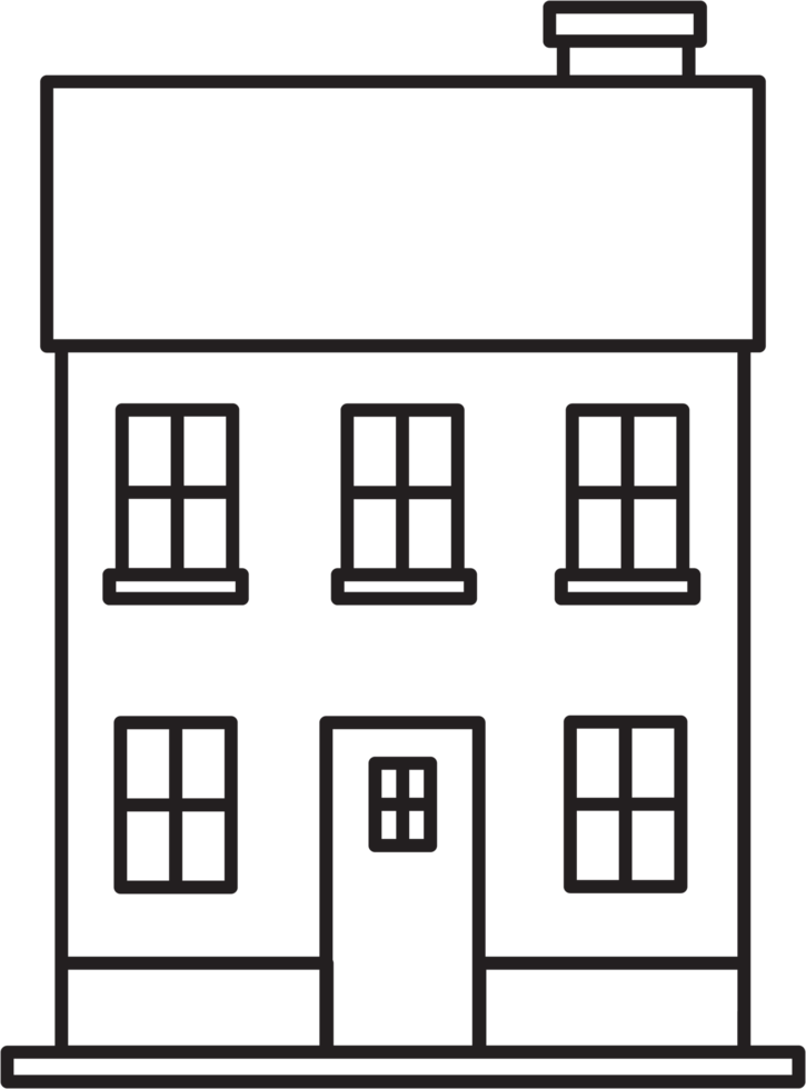 outline drawing house front elevation view. png