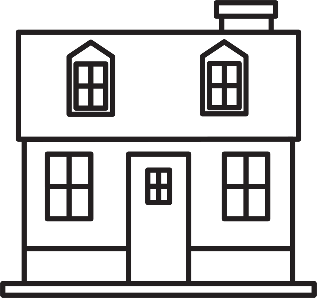outline drawing house front elevation view. png