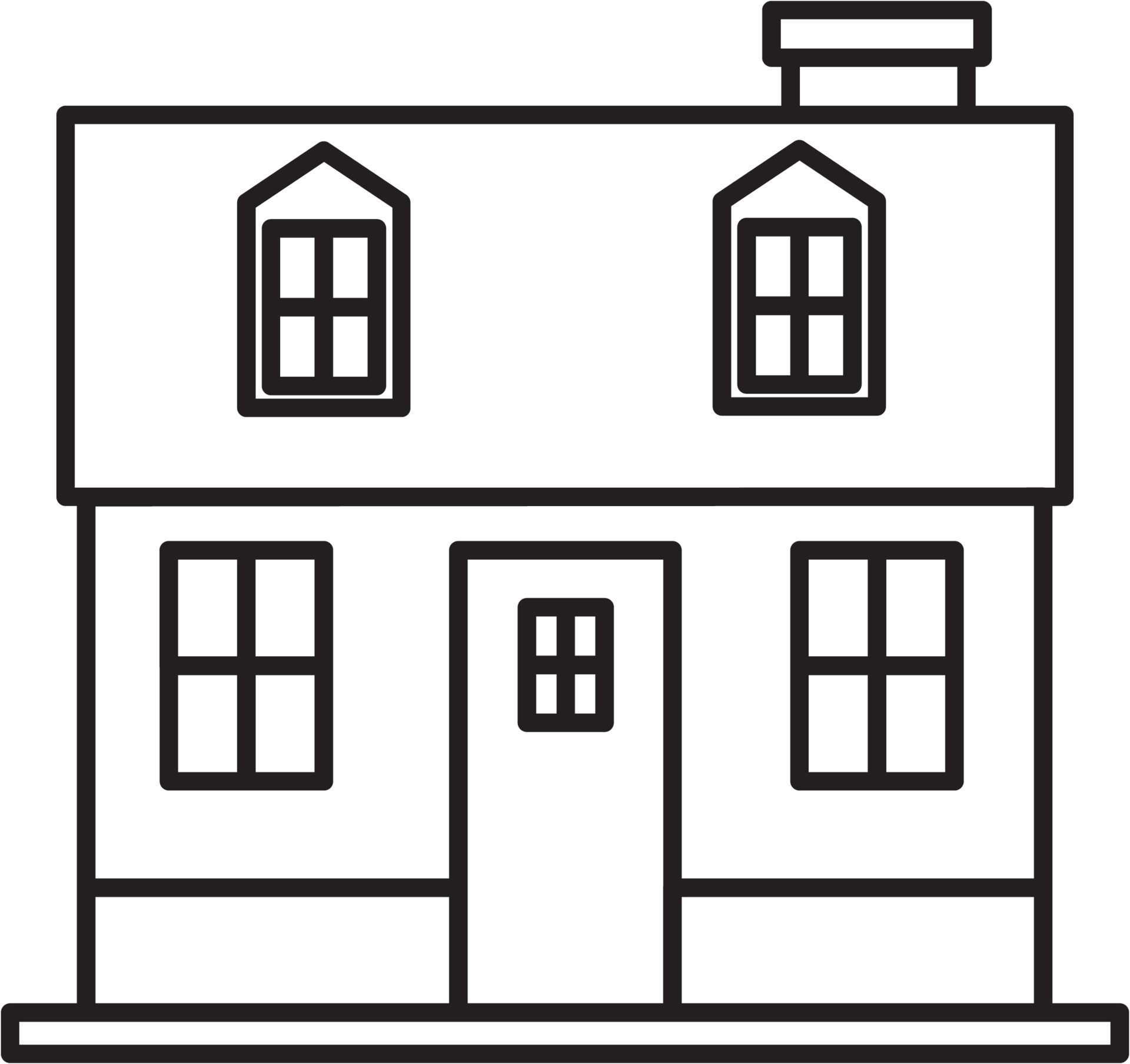 outline drawing house front elevation view. 11357893 PNG