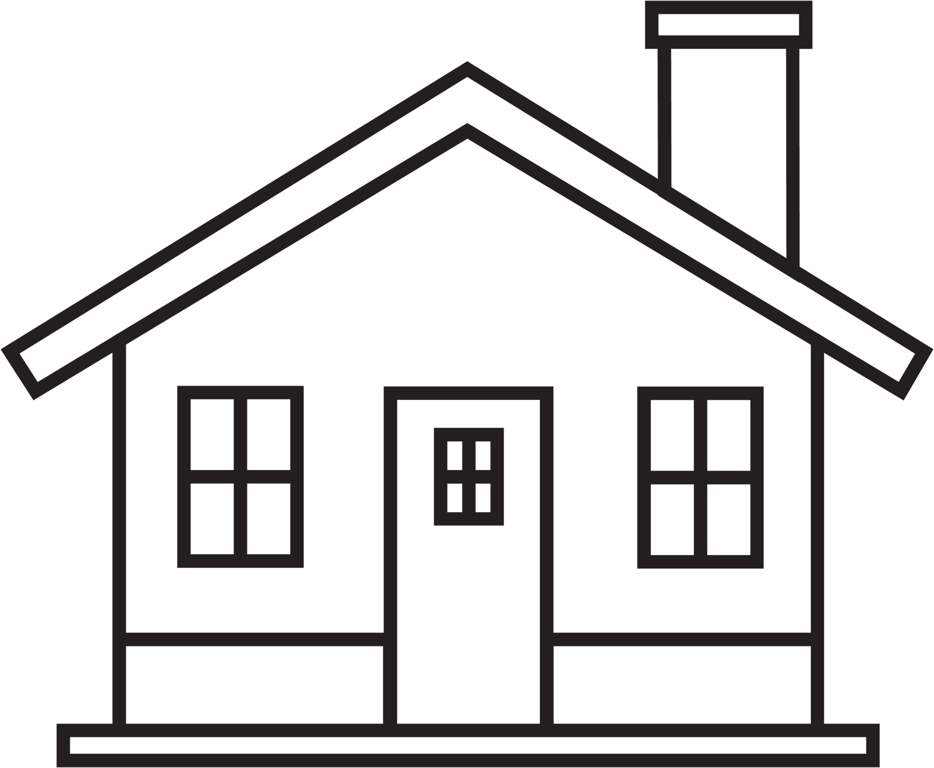 Outline Drawing House Front Elevation View 11357894 PNG