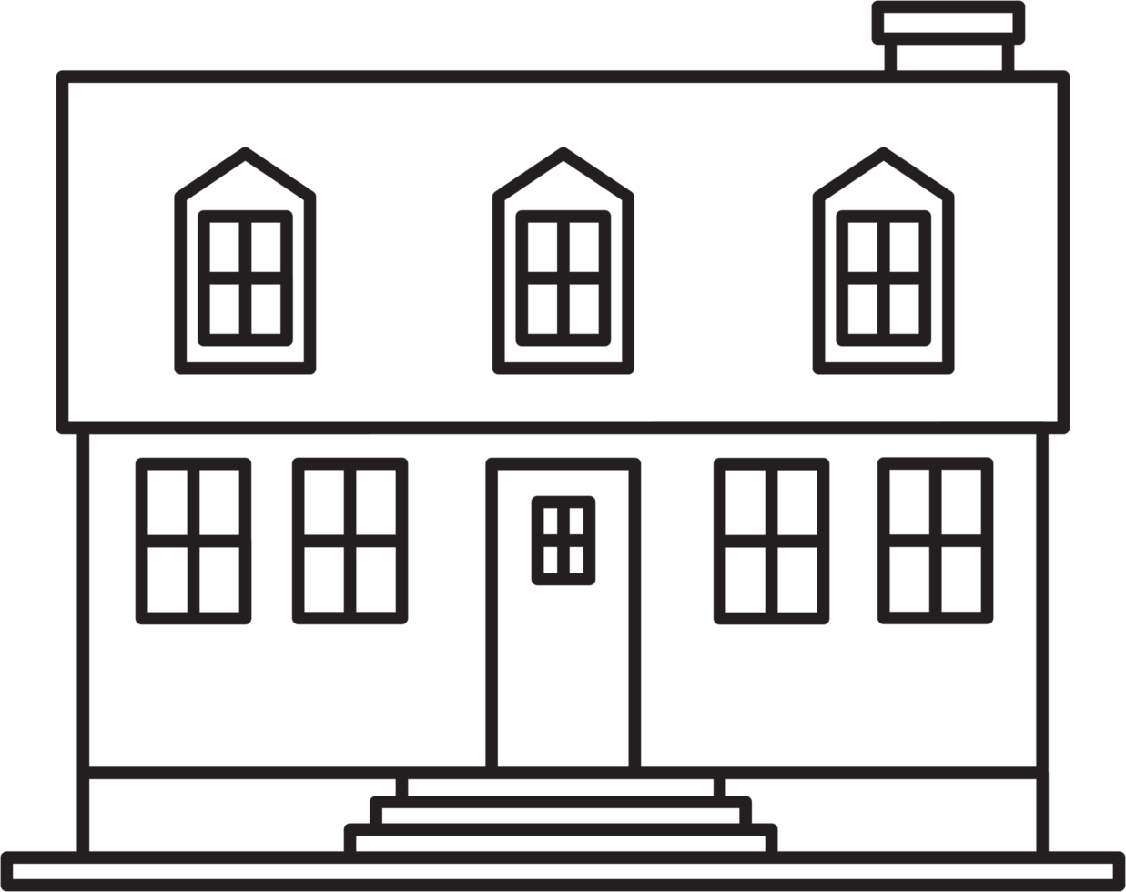 outline drawing house front elevation view. png