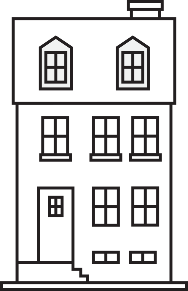 outline drawing house front elevation view. png