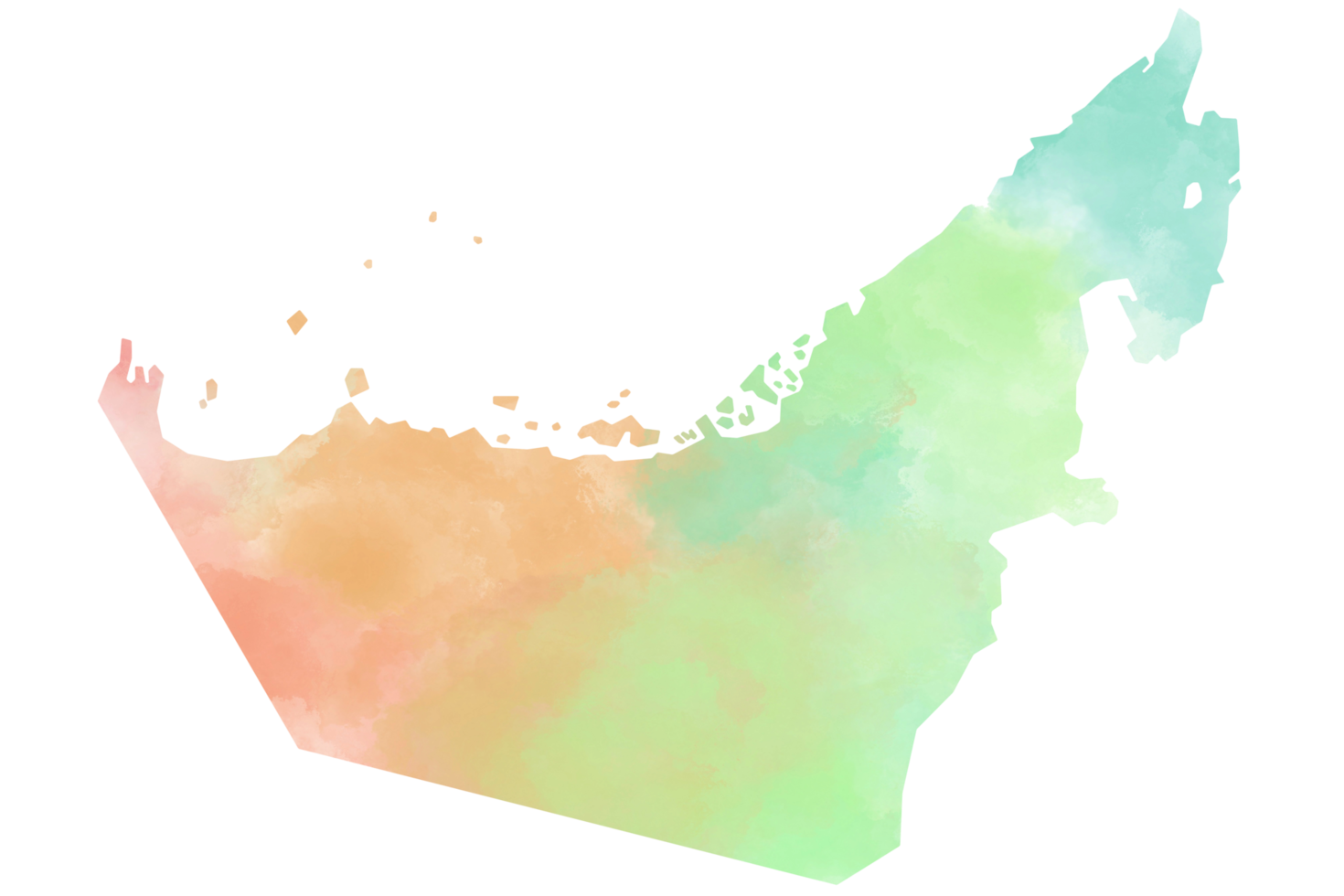 United Arab Emirates map water color illustration styles isolated on transparent background. png
